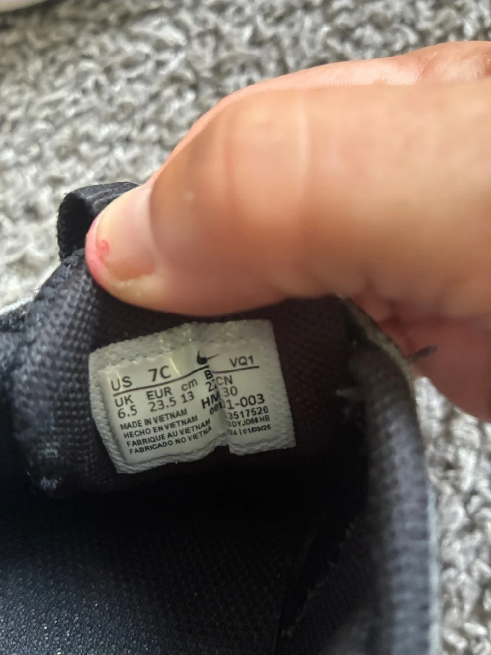 Nike Kids Black and White Velcro Athletic Sneakers 7C